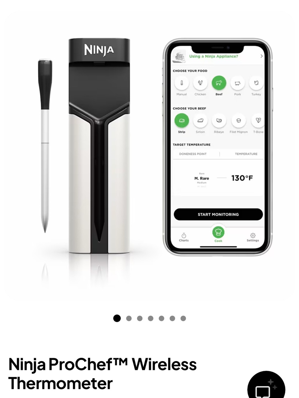 Ninja Wireless Meat Thermometer - Black & Silver
